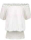 Zeagoo Womens Off Shoulder Vintage Peasant Blouse Ruffle Smocked Waist Boho Tops T Shirts
