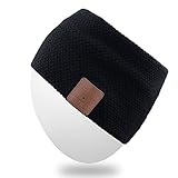 Qshell Bluetooth Headband with Wireless Headphone Headset Earphone Stereo Speakers Microphone Hands Free for Outdoor Sports Skiing Snowboard Fitness, Compatible with Iphone Android Cell Phones - Black