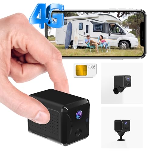 Bextgoo 4G LTE Surveillance Camera with SIM Card, Surveillance Camera without WLAN with Battery 5200 mAh, HD Portable Mini Camera Wireless, 160° Viewing Angle, AI Motion Detection, Night Vision