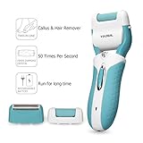 Electric Callus Remover - Foot File Callus Shaver Pedicure Foot File with Diamond Crystals Cordless Foot File 2 Callus Remover Head &1 Shaver Head Included Scraper
