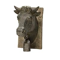 Sagebrook Home 11140 Cow Head W/Bell Wall Plaque, Rust Polyresin, 6 x 4.5 x 7.5 Inches