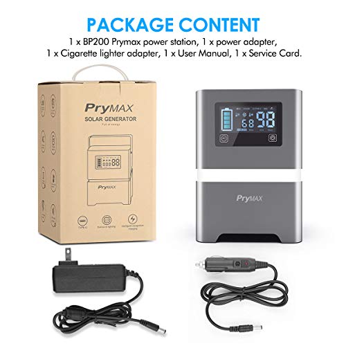 PRYMAX Portable Generator, 231Wh Portable Power Station with Touch-Screen Button&Mood Lighting,110V/200W Pure Sine Wave 2 AC Outlets,QC3.0 USB, Solar Generator for Home Use Camping Travel - Thumbnail 7