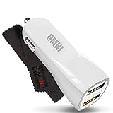 Omni INC Dual-Port Rapid USB Car Charger Cigarette Charger for Apple iPhone 5/5S/5C, iPad, iPad Air, iPad mini, iPod, Samsung Galaxy S5/S4/S3, Tab 3, Note 3/2, Google Nexus 7, and More