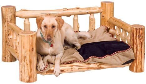 Fireside Lodge Hand Crafted Lacquered Northern White Cedar Canopy Log Bed With Notched Side Rails, Double