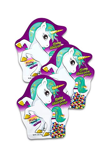 image for Baby Unicorn Poop Mini Fruit Chews, 48 Unicorn Party Favors Candy Bags