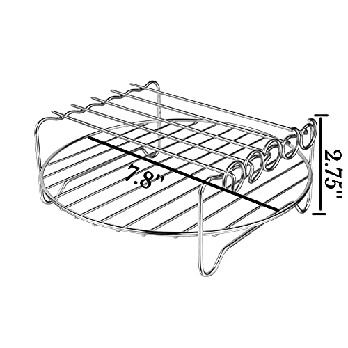 Air Fryer Rack XL Air Fryer Accessories Set of 2, Double Layer Rack with Skewer, Stackable Metal Holder