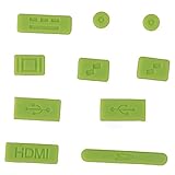 HDE 10pc Anti-Dust Silicone Rubber Port Plugs for MacBook Pro Retina Green)