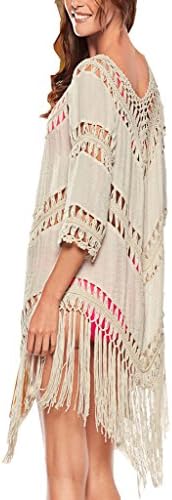 Elegeet Women’s Bathing Suit Cover Up Bikini Swimsuit Swimwear Crochet Cardigan-apricot