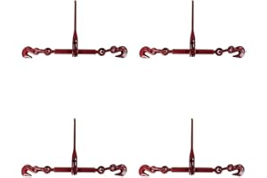 (4 Pack) Mytee Products 3/8"-1/2" Heavy Duty Ratchet Lever Load Binder w/Grab Hooks 9,200 Lbs Working Load Limit | Tie Down Hauling Chain Binders for Flatbed Truck Trailer