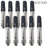 10 Pack 0.5 / 1ml Ceramic Wickless Cartridge O-i-l and D-i-s-t-i-l-l-a-t-e Acessaries For C-C-E-L-L (1ml, Black)