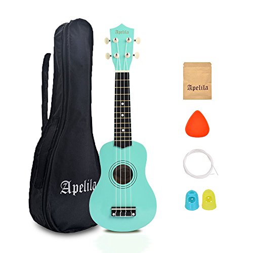 Apelila 21 inch Soprano Ukulele Acoustic Mini Guitar Musical Instrument with Bag, Pick, Strings, for Beginner, Kid, Starter, Amateur (Seafoam Green) (Best Ukulele For Kids)