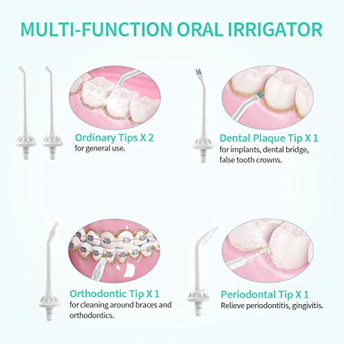 Liberex Cordless Water Flosser - Portable Oral Irrigator with 5 Jet Nozzles, IPX7 Waterproof 300ml Reservoir, 3 Modes Dental Care Teeth Jet for Teeth Braces,USB Rechargeable - Thumbnail 5