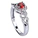 Psiroy 925 Sterling Silver Heart Shaped Created Ruby Spinel Filled Halo Engagement Ring Size 7