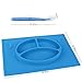 Biubee Silicone Placemat + Plate - One-Piece Suction Bowl with Spoon for Baby and Toddlers (blue)