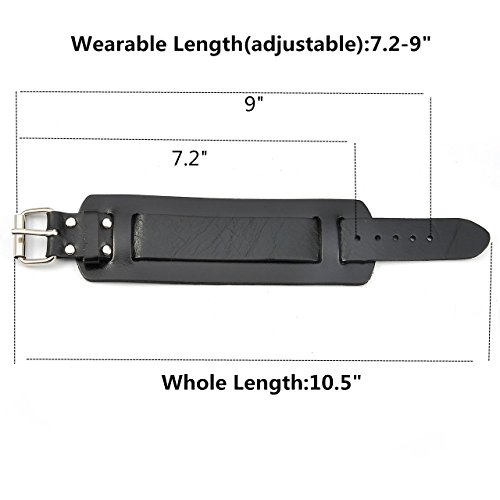 Zysta Punk Unisex Genuine Leather Wide Belt Wristband Bangle Cuff Bracelet 7"-8.5" Fashion Simple Black Brown