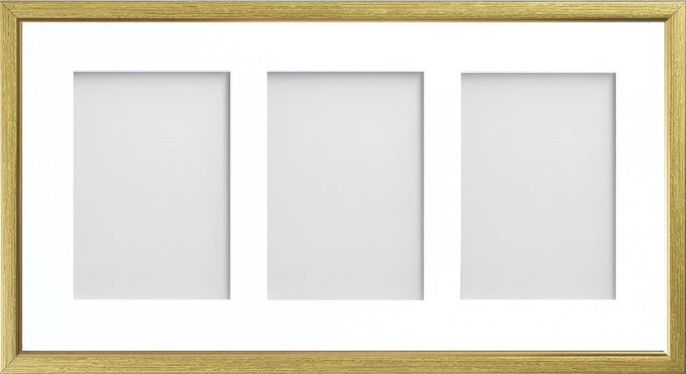 Frame Company Drayton Multi Aperture Photo Frame, Gold with Gold Inset, 20x10 for 7x5 inch (x3)