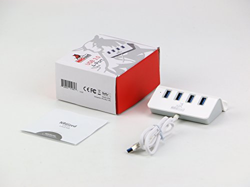 NRGized M-325 4 Port USB Hub with Stand and 2 - Foot Cable (Silver)