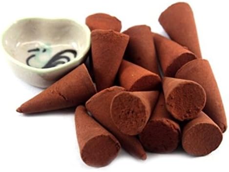 Sandalwood Incense Cones with Burner Holder, Pack of 50 Pieces. (Free A Gift Wooden Key Chain Guitar Handmade).