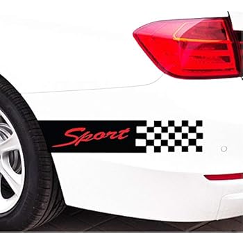 ZaCoo 2 Pcs Flag Style Sport Car Front Cover Emblem Decals Badge Auto DIY Body Vinyl Stickers (Black, 15