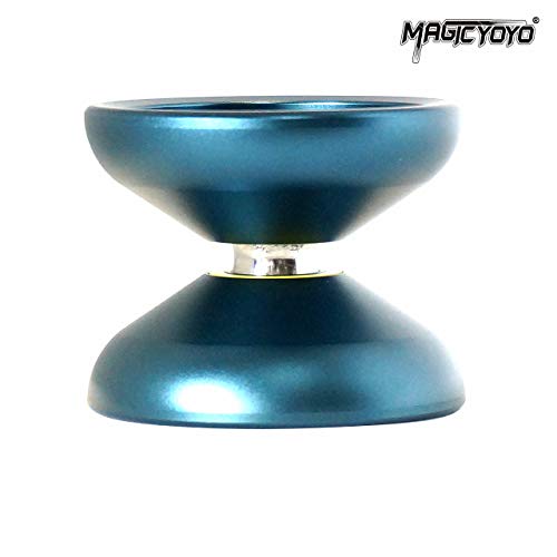 MAGICYOYO Professional Yoyo Shark Honor N12 Yoyo Long Time Spinning Yoyo, Sand Blasted Finish Yoyo with 12 Yoyo Strings, 1 Yoyo Holster, 1 Yoyo Glove (Blue)