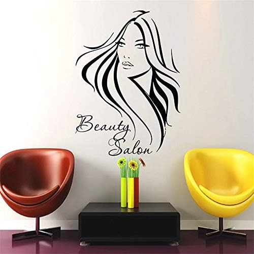 Wall Stickers Art Decor Decals Barber Shop Long Hair Woman Beauty Salon Decals Home Decor Hollow Out Stickers