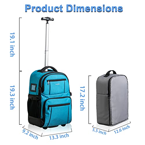 Cooler Backpack with Wheels, 30 Cans Insulated Rolling Cooler Bag