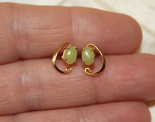 14k Gold Aztec Jade Spiral Earrings SKU: 1CJSGYP51942, Idocrase Earrings, Valentine Gift, Enchanted Collection.
