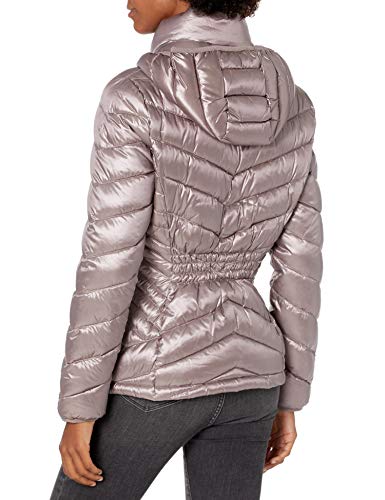 Calvin Klein Womens Chevron Packable Down Coat, Purple, M
