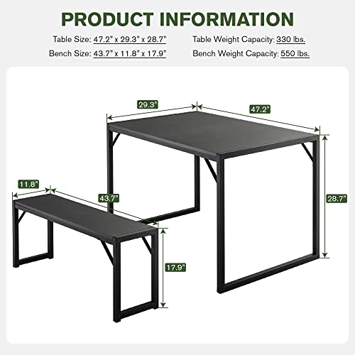IMUsee 3Piece Dining Table Set for 46,Heavy Duty Kitchen Table with
