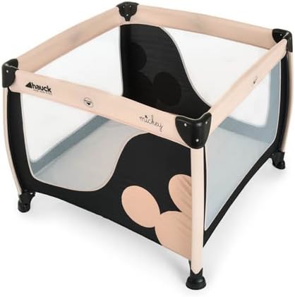 Lits De Voyage Des La Naissance 1 X 60 Cm Lit Parapluie Play N Relax Sq Inclus Matelas Et Sac De Transport Hauck Portable Et Pliable Noir Beige Mickey Classic Bebe
