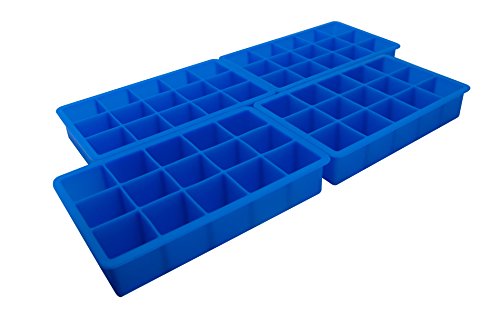 4 Pack Icetray Set Blue Flexible Silicone Ice Tray Cube Ice Mold Ice Cube Tray Bartender Supplies Kitchen Utensil Accessories Stackable Tray Ice Maker (4 Pack 1 In) - Thumbnail 3