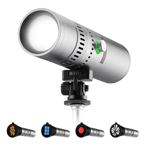 K&F CONCEPT SP25C LED Torch, 25W 6500K Zoomable GOBO Light, 9000mAh Battery (3.7V) 20 DIY Bright Filters, Ambient Light for Photography, Sunset Fill Light 4 Colors, 30W Quick Charge