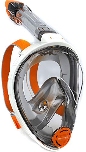 Ocean Reef Aria Full Face Snorkel Mask (White, Medium/Large) (Certified Refurbished)