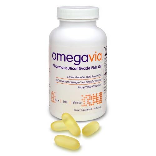 OmegaVia Pharma-Grade Fish Oil, Enteric Odorless/Burp-Free, 60 Capsules. 1105 mg Omega-3 - Highest Omega-3 per... image