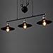Industrial Vintage Retro Linear Chandelier - LITFAD 35'' Wide Edison Metal Hanging Ceiling Light Gorgeous Pendant Light Island Light Fixture Black Finish with 3 Lights