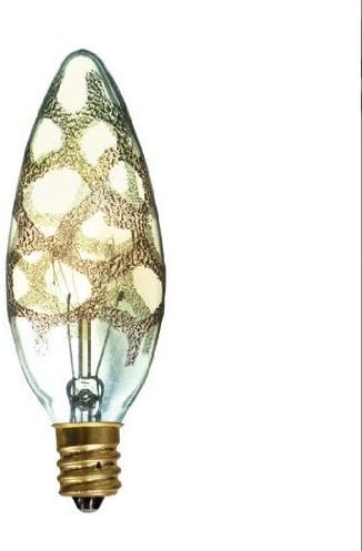 Bulbrite 25B10/MAR Crystal Collection Incandescent B10 Chandelier Bulb with Marble Finish and Candelabra Base, 25-watt, Amber