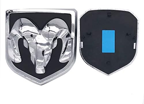 2pcs OEM Front Emblem and Rear Tailgate Emblem Replacement for Dodge Ram 1500 2500 3500 Bright black fit 2013-2018 (Bright black)