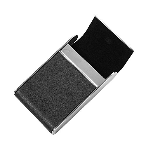 Fiaya Business Card Holder Case Black Pocket Leather Tobacco Cigarette Storage Box Container (A) - Thumbnail 4