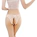 JIEYA 3-pack Womens Sexy Crotchless Panties Lace Floral Underwear with Bow-Knot (Purple&Beige&White)