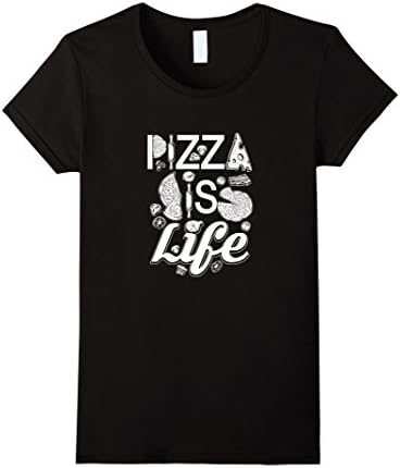Women's Pizza Is Life T-Shirt Delicious Slice Toppings I Love Pizza Small Black
