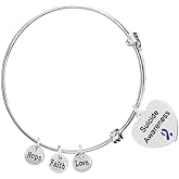 Fundraising For A Cause Suicide Awareness & Prevention Teal & Purple Rope Bracelet - Perfect for Support Groups, Gift-Giving, Events and Fundraising, One Size, Sterling Silver , sterling silver
