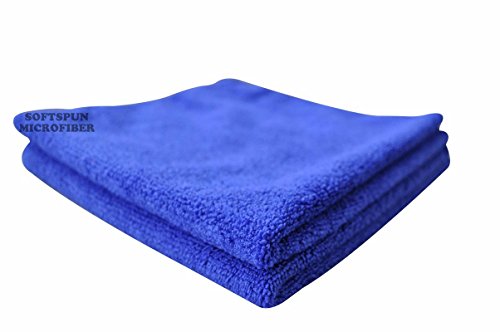 SOFTSPUN Microfiber Cloth – 2 pcs – 40×40 cms – 340 GSM Blue – Thick Lint & Streak-Free Multipurpose Cloths – Automotive Microfibre Towels for Car Bike Cleaning Polishing Washing & Detailing