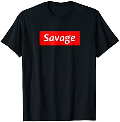 Savage Red Box Logo T-Shirt Streetwear Urban Meme