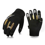Vgo 3Pairs High Dexterity Light Duty Mechanic Glove, Rigger Glove, Anti-abrasion, Touchscreen(Size S, Black, SL8853)