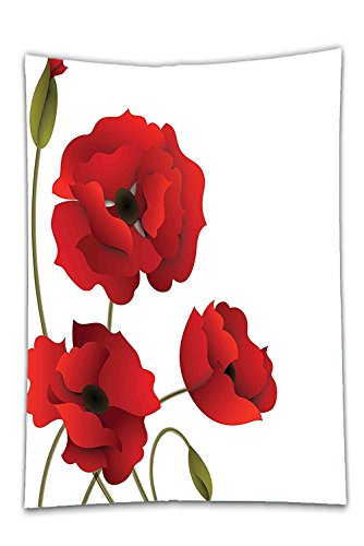 Interestlee Satin drill Tablecloth?Floral Decor Poppy Flowers Bright Petals with Buds Pastoral Purity Mother Earth Nature Design Red Green Dining Room Kitchen Rectangular Table Cover Home Decor - Thumbnail 6