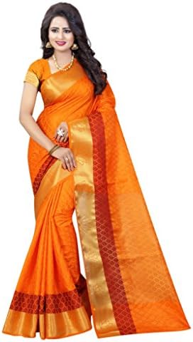 Eleglancekey Emboss Tussar Silk Woven & Zari Border Women's Saree with Unstitched Blouse Piece