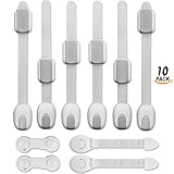 Child Safety Locks 10 Pack Baby Proofing Latches for Cabinet, Refrigerator, Door, Toilet Seat, Drawers, Dishwasher, Strong Adhesive, No Tools or Drilling Required