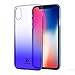 Wireless Charger iPhone X Case, FLOVEME Luxury Slim Fit Gradual Colorful Gradient Change Color Ultra Thin Lightweight Electroplating Bumper Anti-Drop Clear Hard Back Cover Holder, Transparent Blue