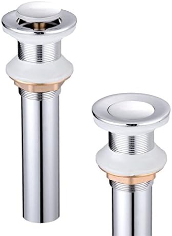 LikeHome Bathroom Faucet Vessel Vanity Sink Pop Up Drain Stopper Durable Solid Brass Lavatory Faucet Vessel Stopper without Overflow Chrome