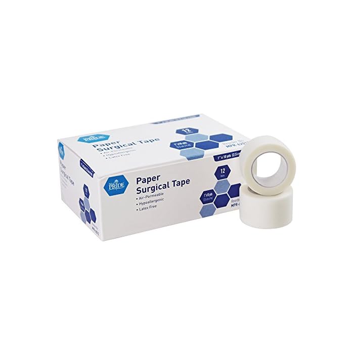 MED PRIDE Paper Surgical Tape, Size - 1" x 10 Yards,12 Count (Pack of 1)